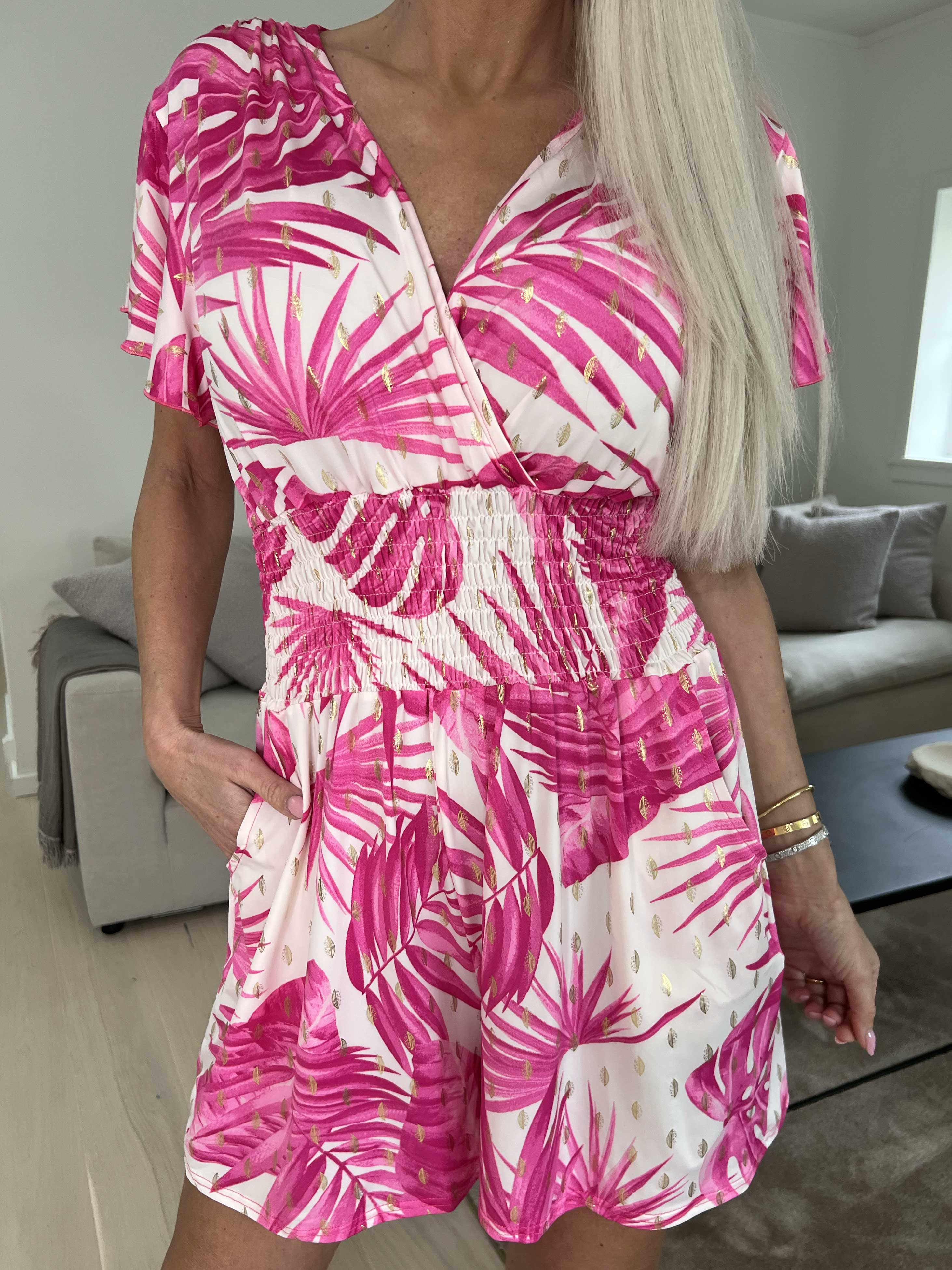 Pams Leaf Playsuit - Elastisk buksedragt med bladmønster